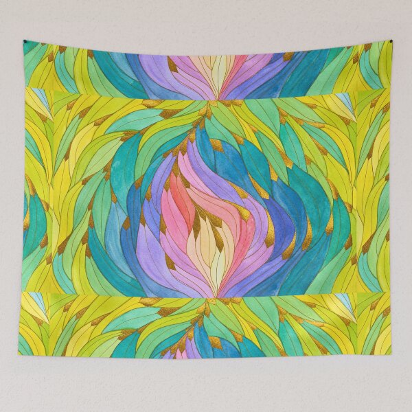 Item preview, Chromatic Bloom, Colourful Leaf Mandala designed and sold by ArithraStudio.