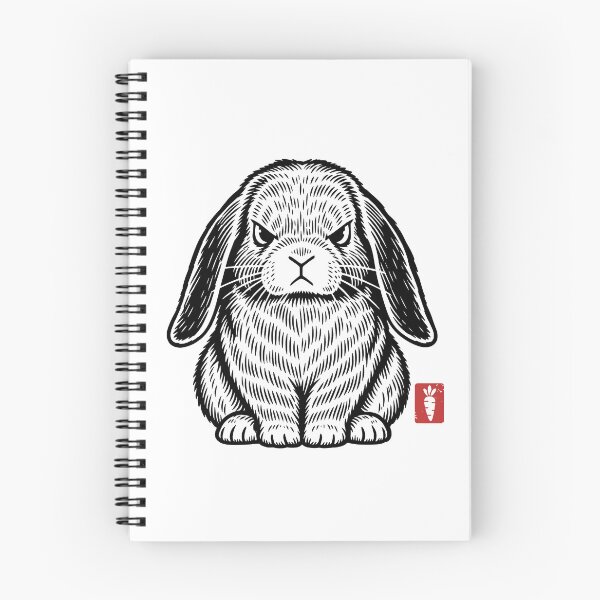 Item preview, Angry Bunny – Funny Rabbit Linocut Illustration designed and sold by Kumabushi.