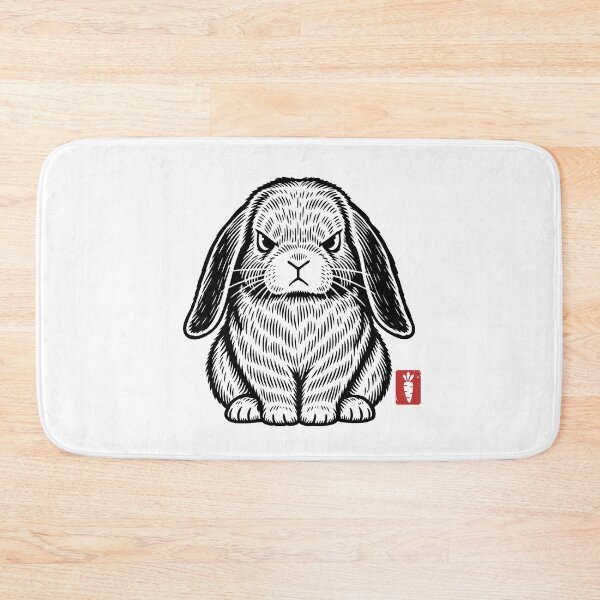 Item preview, Angry Bunny – Funny Rabbit Linocut Illustration designed and sold by Kumabushi.