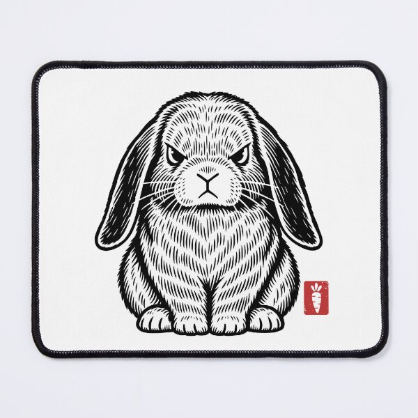 Item preview, Angry Bunny – Funny Rabbit Linocut Illustration designed and sold by Ankarzh.