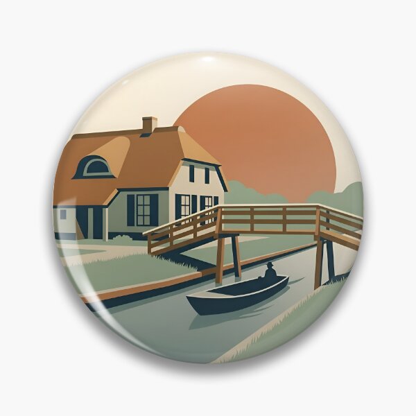 Item preview, Giethoorn Netherlands Vintage Travel Poster - Minimalist Dutch Canal Art Print designed and sold by DuckOddity.