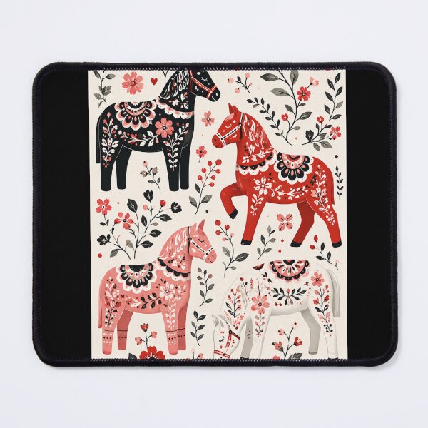 Item preview, Swedish Dala Horses Red, Funny Dala Horses , red dala horses witj black and white rosemailing designed and sold by Owneysweet.