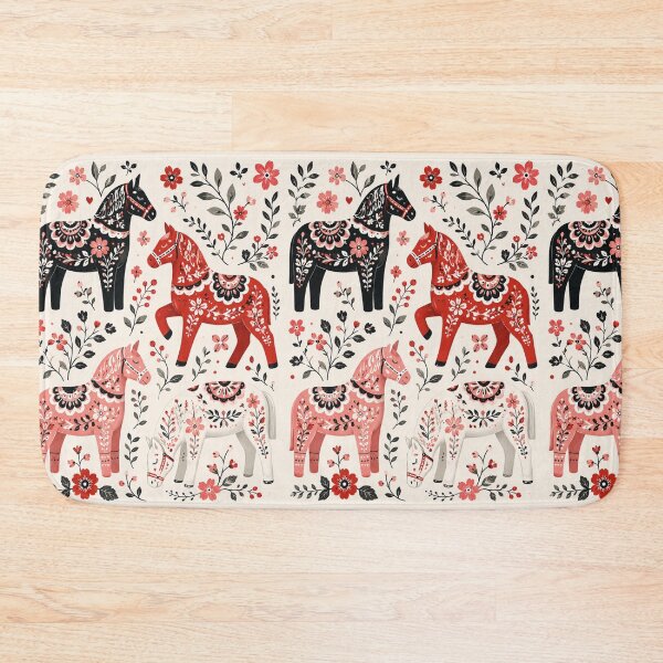 Item preview, Swedish Dala Horses Red, Funny Dala Horses ,  red dala horses witj black and white rosemailing designed and sold by Owneysweet.