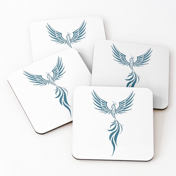 Item preview, Majestic Teal Phoenix Rising Silhouette Art designed and sold by URSM.