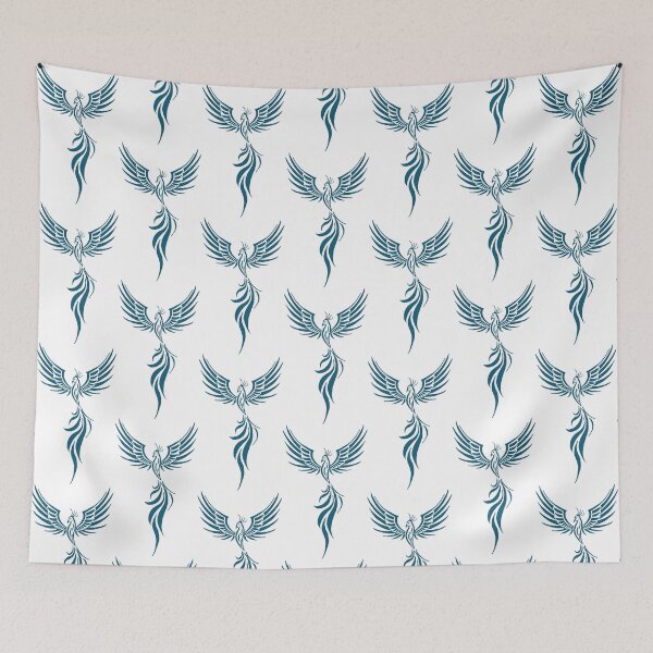 Item preview, Majestic Teal Phoenix Rising Silhouette Art designed and sold by URSM.