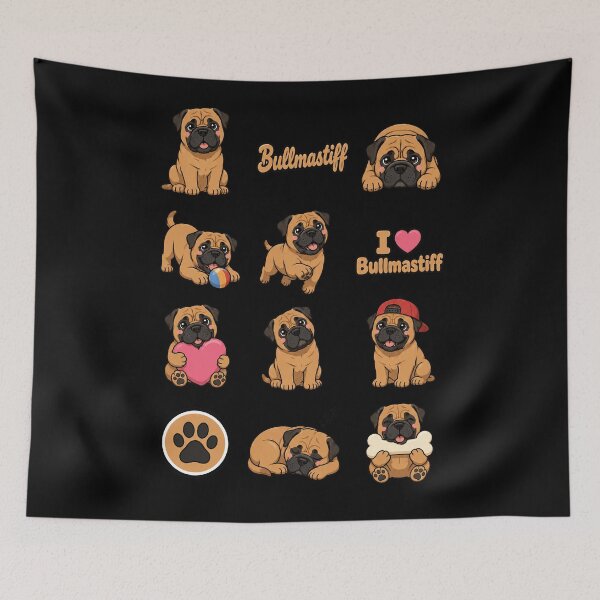 Item preview, Cute Bull Mastiff stickers and apparel design designed and sold by rafaeltto.