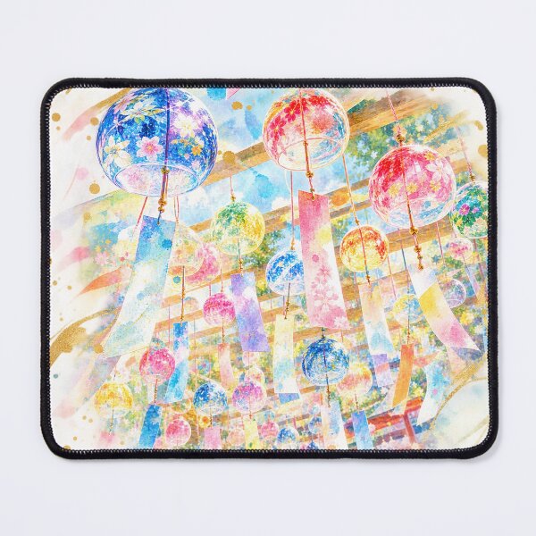 Item preview, Colorful Japanese Furin Wind Chimes – Dreamy Watercolor Summer Festival Art designed and sold by アミヤジャ.