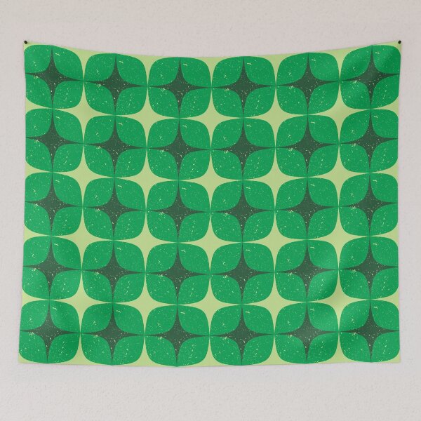 Item preview, Retro Atomic Petal Grid – Distressed Mod Geometric Pattern | Green designed and sold by Frohyou.