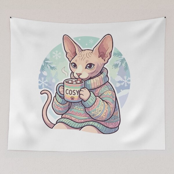 Item preview, Sphynx Cat Wearing Cozy Sweater Winter Humor designed and sold by Arc2020.