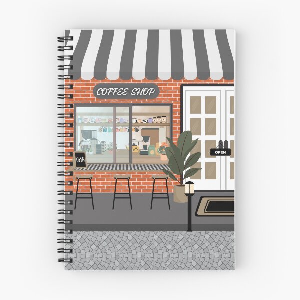 Item preview, Cozy Brick Cafe Exterior Coffee Shop Storefront Illustration designed and sold by HBBS DESIGNS.