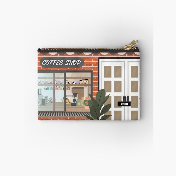 Item preview, Cozy Brick Cafe Exterior Coffee Shop Storefront Illustration designed and sold by HBBS DESIGNS.
