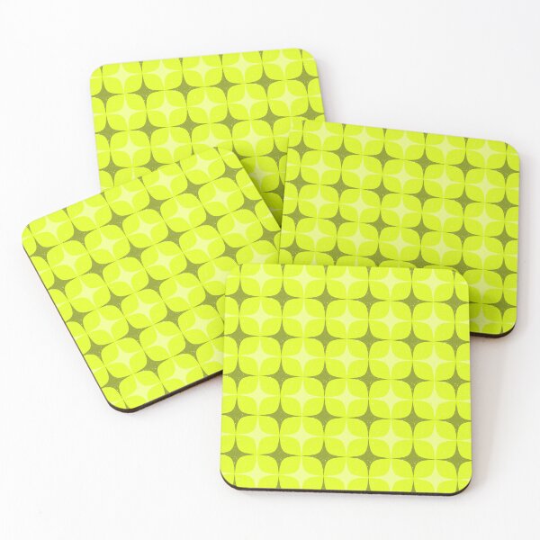 Item preview, Retro Atomic Petal Grid – Distressed Mod Geometric Pattern | Chartreuse designed and sold by Frohyou.