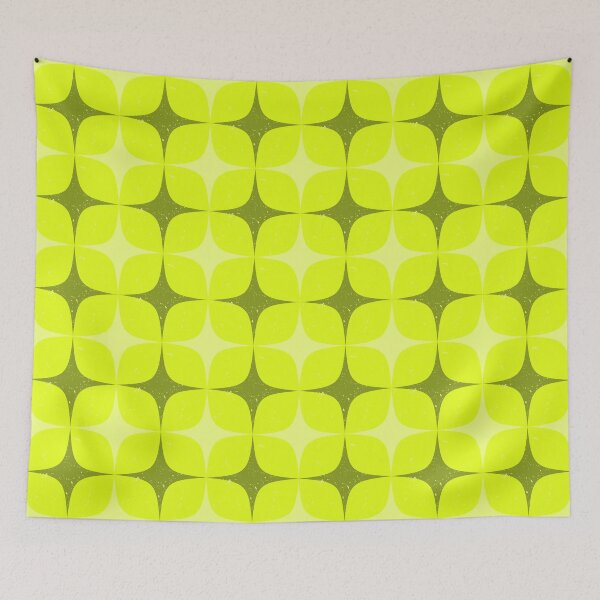 Item preview, Retro Atomic Petal Grid – Distressed Mod Geometric Pattern | Chartreuse designed and sold by Frohyou.