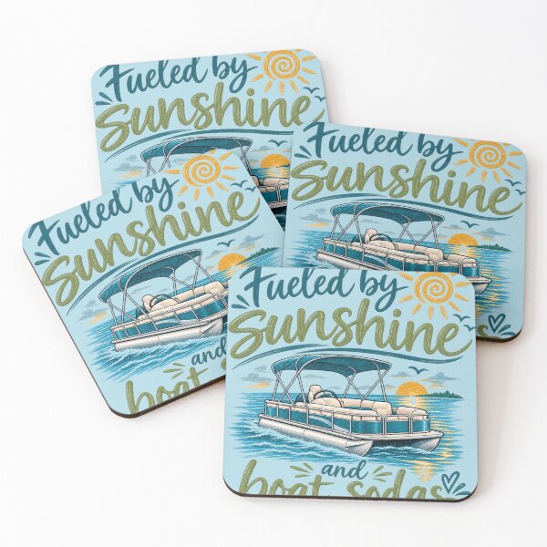 Item preview, Fueled by Sunshine and Boat Sodas - Vintage Pontoon Boat Summer Lake Life designed and sold by Bright08.