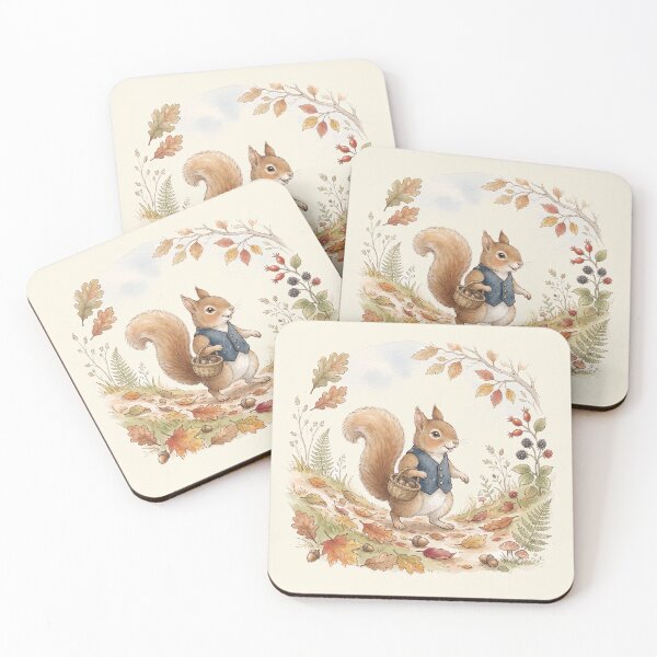 Item preview, Vintage Watercolor Squirrel Walking in Autumn Forest - Classic Storybook Art designed and sold by Pasteltone.