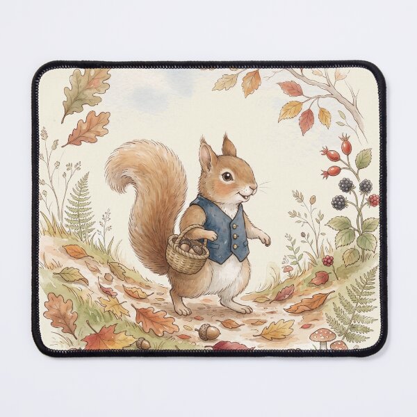 Item preview, Vintage Watercolor Squirrel Walking in Autumn Forest - Classic Storybook Art designed and sold by Pasteltone.