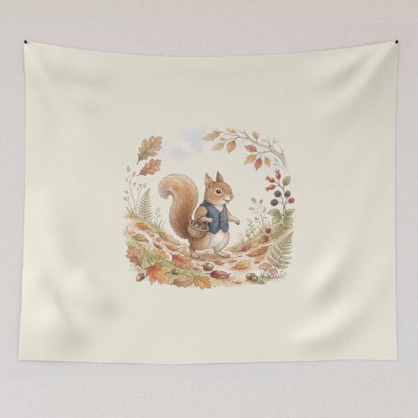 Item preview, Vintage Watercolor Squirrel Walking in Autumn Forest - Classic Storybook Art designed and sold by Pasteltone.
