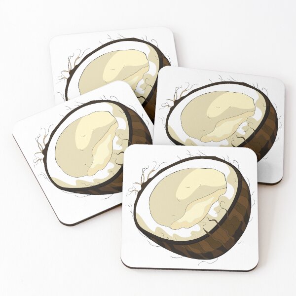 Item preview, Exotic Tropical Coconut Fruit Summer Illustration designed and sold by OrPolly.