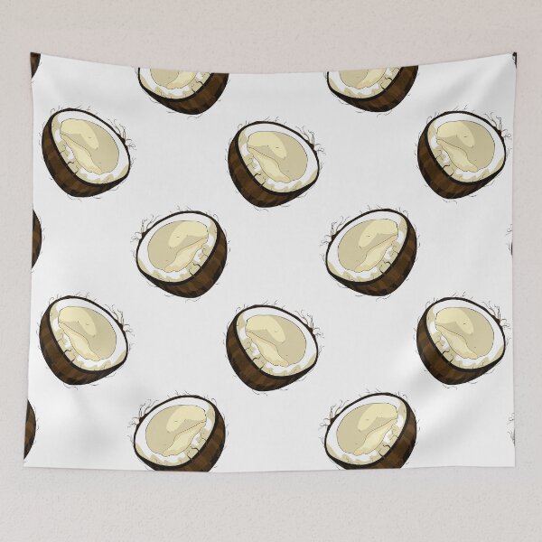 Item preview, Exotic Tropical Coconut Fruit Summer Illustration designed and sold by OrPolly.