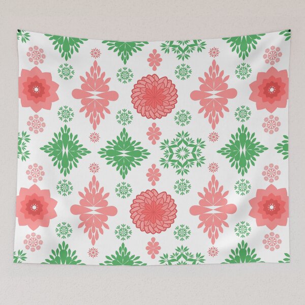 Item preview, Pink and Green Floral Mandala Pattern with Decorative Botanical Motifs on White Background designed and sold by Ei-Ei.