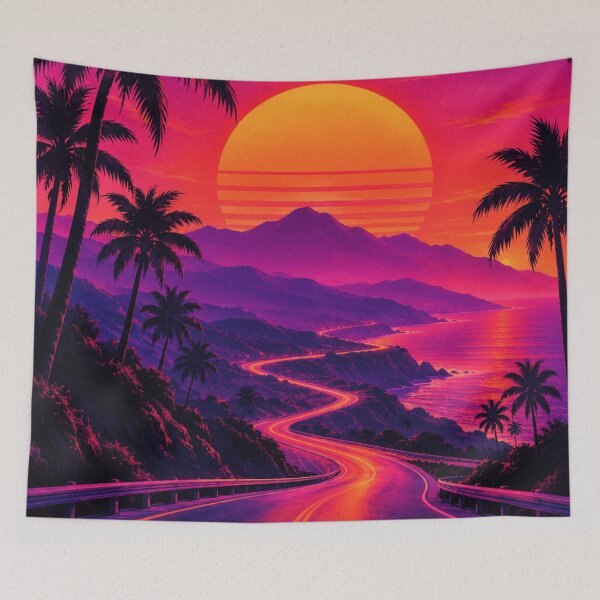 Item preview, Neon Sunset Highway Retro 80s designed and sold by i-corp.
