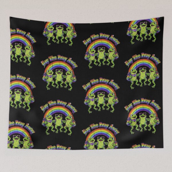Item preview, Gay The Pray Away Funny Retro Rainbow Frogs Meme Design designed and sold by Machomanshop.