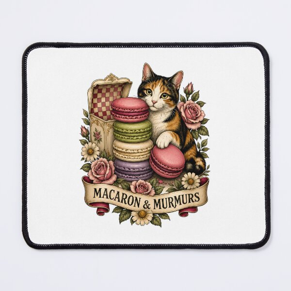Item preview, Macaron Murmurs French Pastry Cat Macarons designed and sold by Old's Cool Cat Studio.