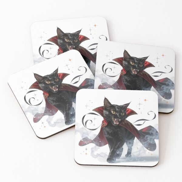 Item preview, Sleek Black Vampire Cat with Elegant Red Cape designed and sold by Angellacelin.