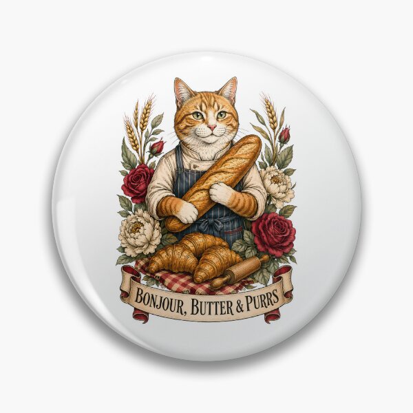 Item preview, Hello Butter Purrs French Baker Cat designed and sold by Old's Cool Cat Studio.