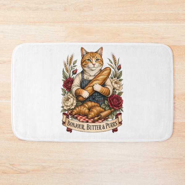 Item preview, Hello Butter Purrs French Baker Cat designed and sold by Old's Cool Cat Studio.