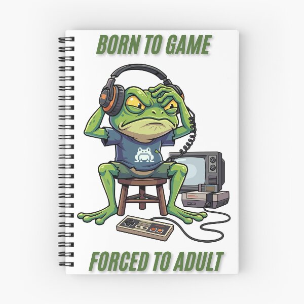 Item preview, Born to Game Forced to Adult Funny Gamer Frog Design designed and sold by BoldPowStudio.