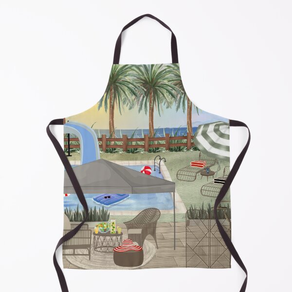 Item preview, Tropical Backyard Pool Oasis Watercolor Aesthetic designed and sold by HBBS DESIGNS.