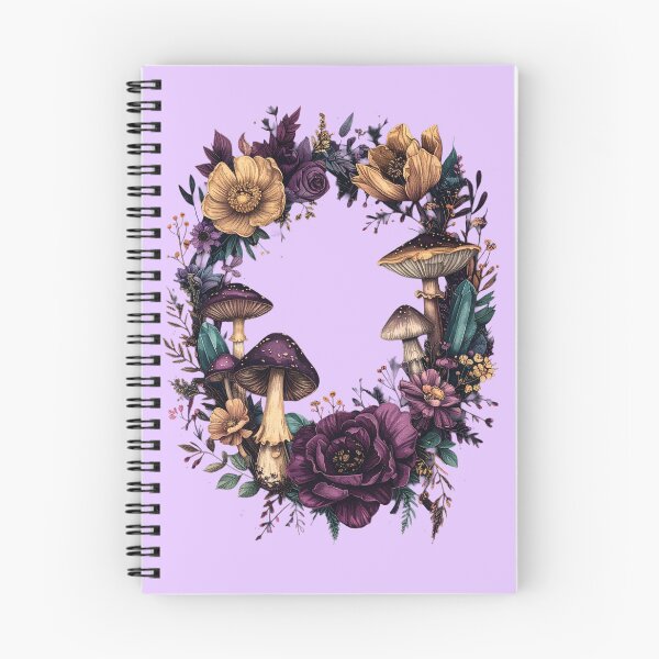 Item preview, Witchy Mushroom Crystal Wreath Botanical Illustration designed and sold by TripleMoonCrafts.