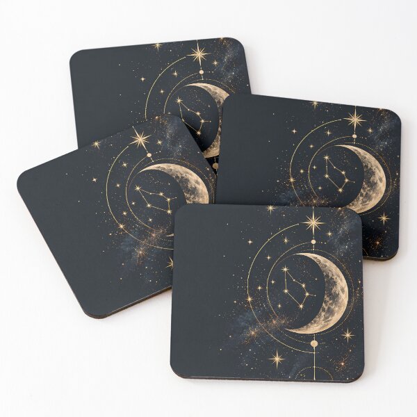 Item preview, Golden Crescent Moon – Midnight Celestial Art designed and sold by VOLLOS.