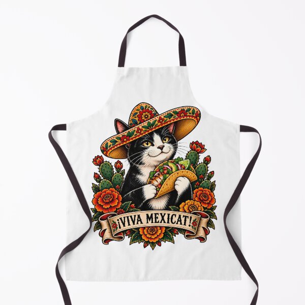 Aperçu de l'œuvre Viva Mexicat Mexican Cat Taco créée et vendue par Old's Cool Cat Studio.
