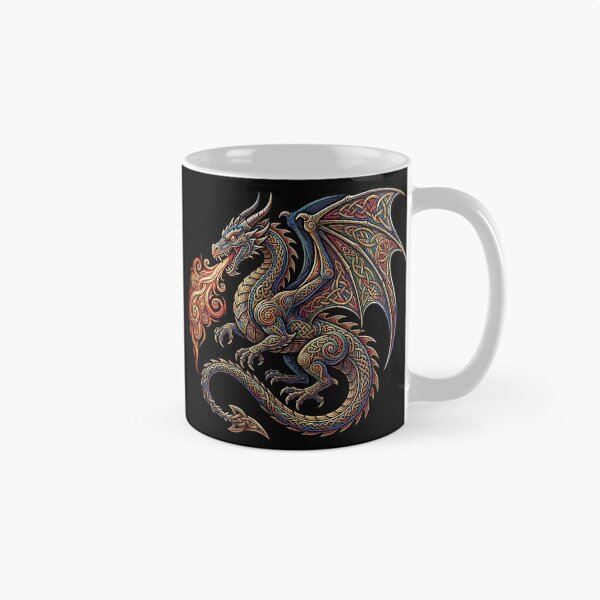 Item preview, Horned Celtic Dragon Engraved Line Art designed and sold by Johan Proud Blade.