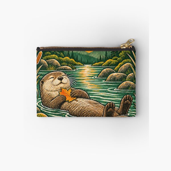 Item preview, Go With the Flow Otter – Vintage Sunset River Design designed and sold by CarrotBadminton.