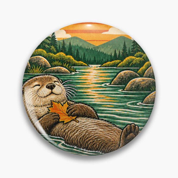 Item preview, Go With the Flow Otter – Vintage Sunset River Design designed and sold by CarrotBadminton.