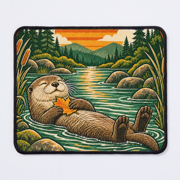 Item preview, Go With the Flow Otter – Vintage Sunset River Design designed and sold by CarrotBadminton.