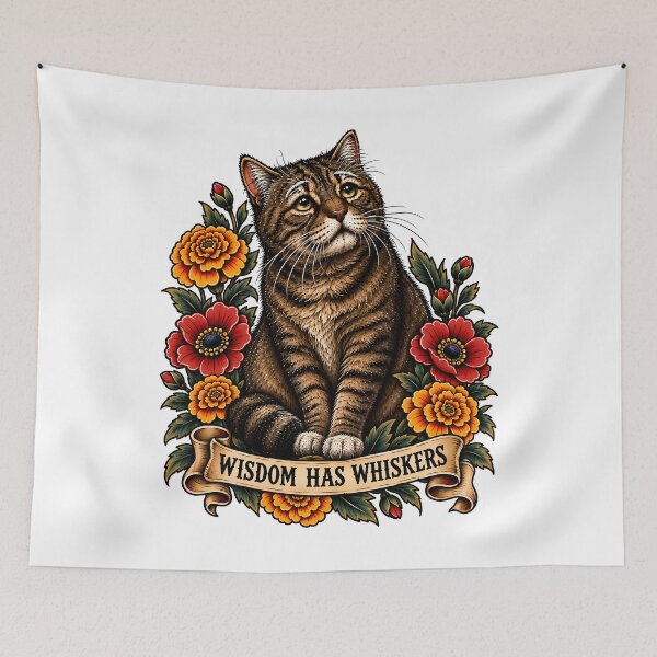 Item preview, Wisdom Has Whiskers Senior Cat designed and sold by Old's Cool Cat Studio.