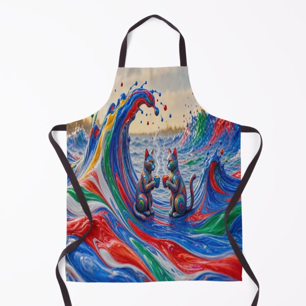Item preview, Psychedelic Cats Coffee Date - Vibrant Fluid Paint Art designed and sold by Breezes-of-Ida.