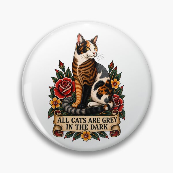 Item preview, All Cats Are Gray In The Dark Calico Tattoo designed and sold by Old's Cool Cat Studio.