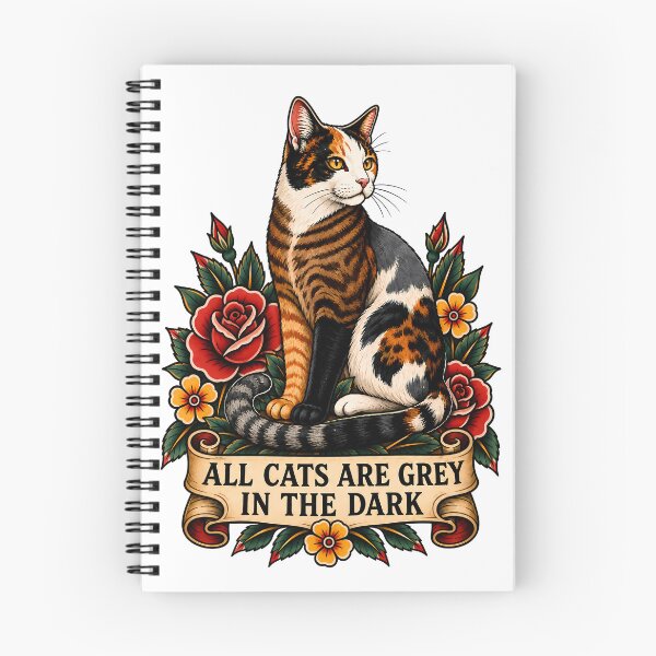 Item preview, All Cats Are Gray In The Dark Calico Tattoo designed and sold by Old's Cool Cat Studio.