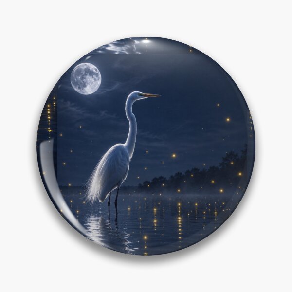 Item preview, Moonlit Egret and Firefly Reflections designed and sold by Kimberly Palmer.