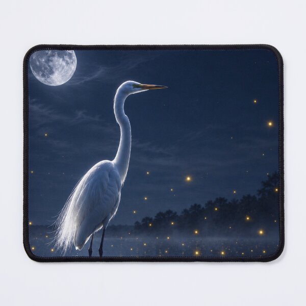 Item preview, Moonlit Egret and Firefly Reflections designed and sold by Kimberly Palmer.