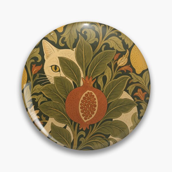 Item preview, William Morris Funny Cute Cat in Citrus Fruit Vintage Tapestry Pattern HD designed and sold by bard-art.
