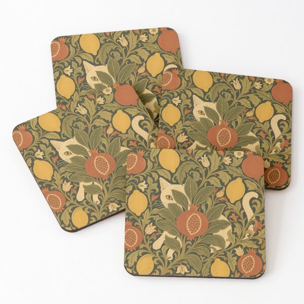 Item preview, William Morris Funny Cute Cat in Citrus Fruit Vintage Tapestry Pattern HD designed and sold by bard-art.