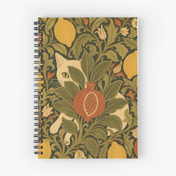 Item preview, William Morris Funny Cute Cat in Citrus Fruit Vintage Tapestry Pattern HD designed and sold by bard-art.