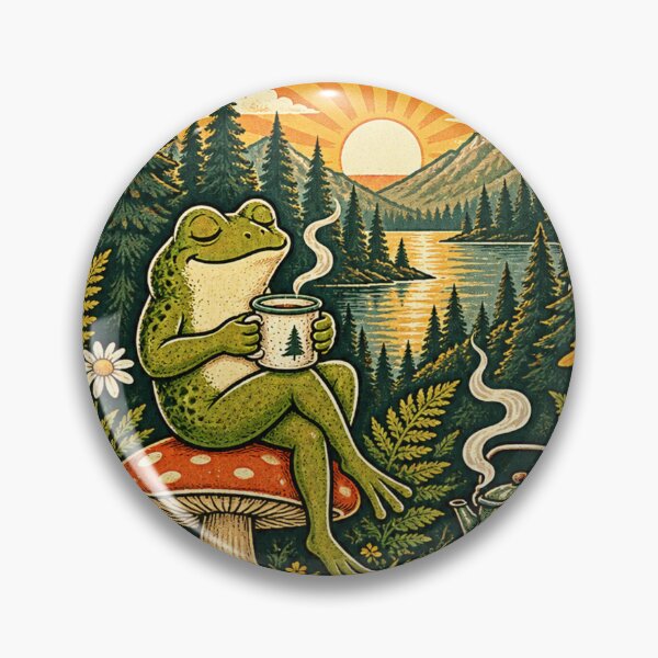 Item preview, Slow Mornings – Vintage Frog Coffee & Forest Camping Design designed and sold by CarrotBadminton.