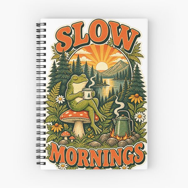 Item preview, Slow Mornings – Vintage Frog Coffee & Forest Camping Design designed and sold by CarrotBadminton.
